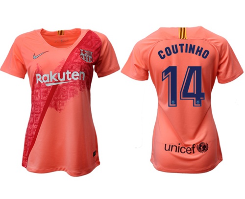 Women's Barcelona #14 Coutinho Third Soccer Club Jersey
